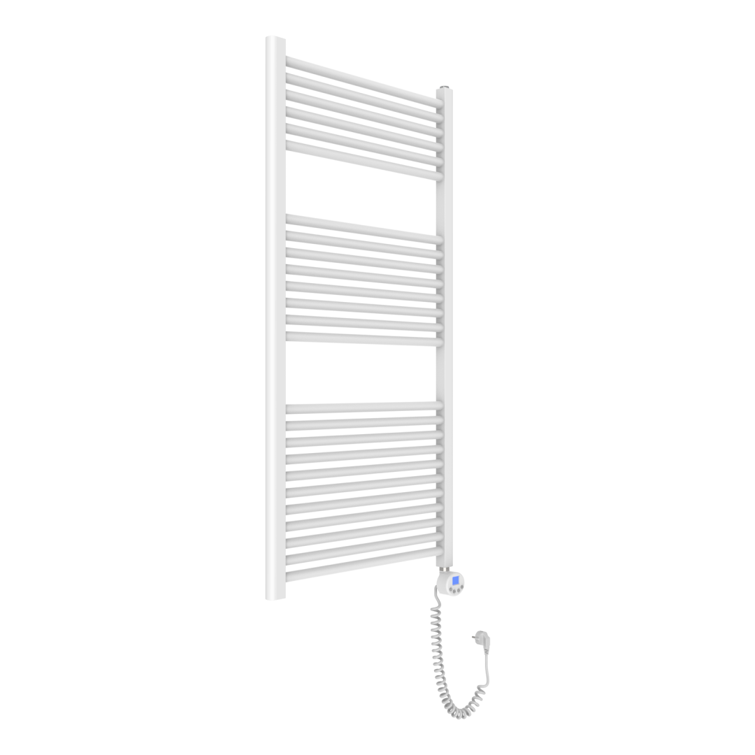 Scaldasalviette elettrico in acciaio bianco con termostato regolabile 60x120