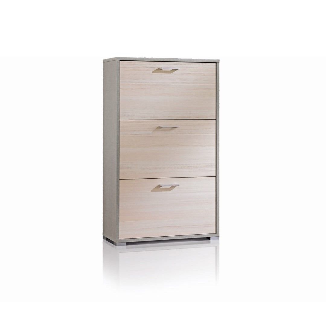 Scarpiera effetto tessuto con ante larice