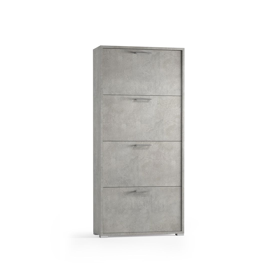 Scarpiera a 4 ante con doppia profondità cemento