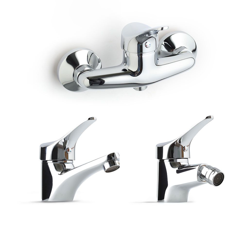 set 3 pezzi rubinetteria bagno