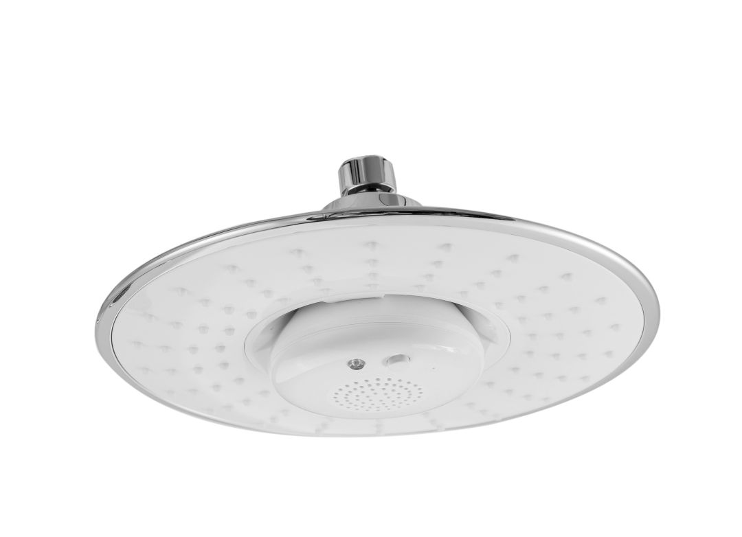 soffione doccia circolare con bluetooth