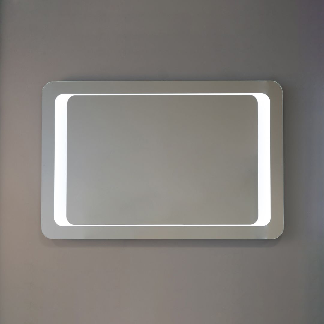 Specchio con cornice frontale sabbiata a led 90x60
