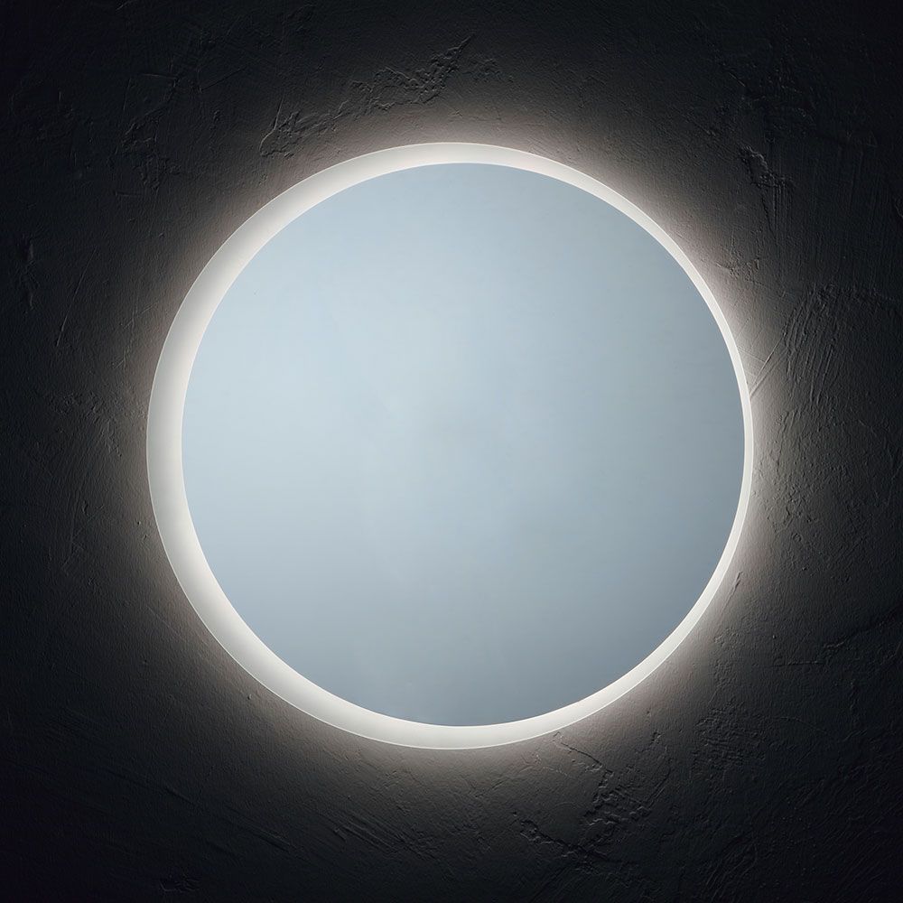 Specchio da bagno con fissaggio a parete di forma rotonda con retroilluminazione