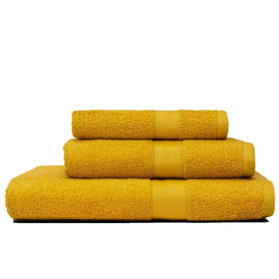 Coordinato 3 asciugamani in cotone color ocra Coordinato 3 asciugamani in cotone color ocra