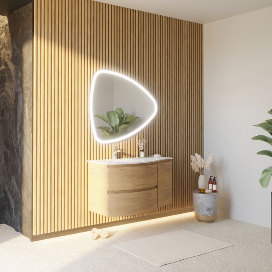 Mobile bagno sospeso 105cm rovere miele con specchio a goccia Mobile bagno sospeso 105cm rovere miele con specchio a goccia