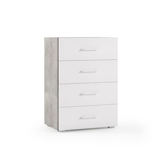 Cassettiera con frontale bianco e fianchi effetto cemento