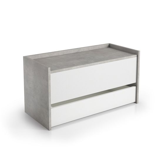 Baule contenitore cemento con cassetto e frontale bianco Baule contenitore cemento con cassetto e frontale bianco