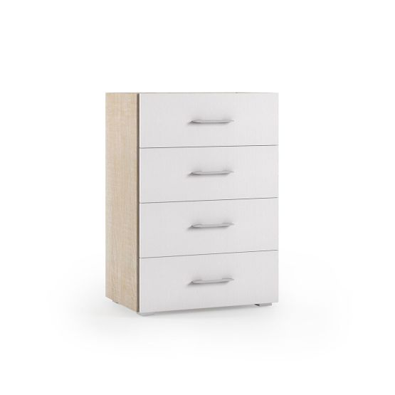 Cassettiera per bagno bianca e rovere