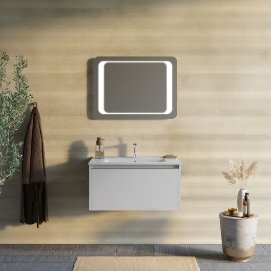 Mobile bagno grigio opaco e specchio 80x60 Mobile bagno grigio opaco e specchio 80x60