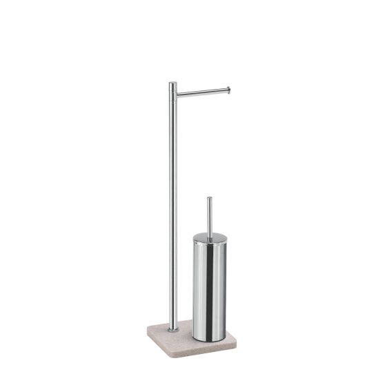 Piantana portarotolo e portascopino con base in resina beige