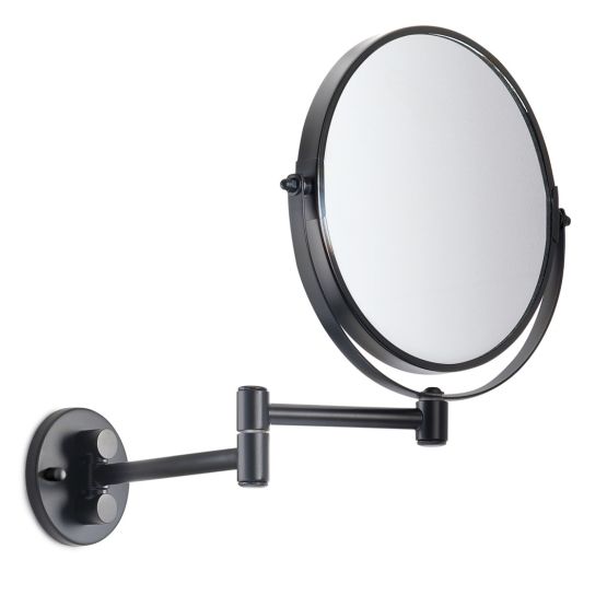 Specchio ingranditore da parete in metallo nero opaco Specchio ingranditore da parete in metallo nero opaco